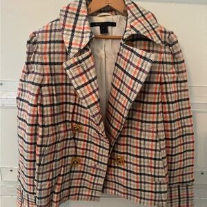 Marc Jacobs Multicolor Plaid Pea Coat